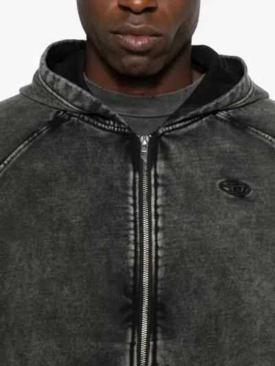 Diesel Grey Hoodie With All-over Faded Effect In Cotton Man In Gray