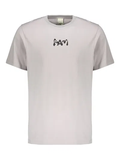 Perks And Mini Eye-print Logo Cotton T-shirt In Gray