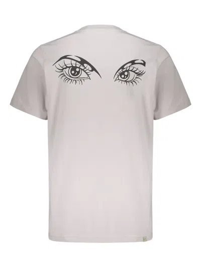 Perks And Mini Eye-print Logo Cotton T-shirt In Gray