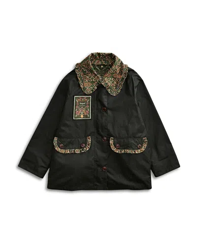Barbour X Farm Rio Maria Clara Wax Jacket In Black