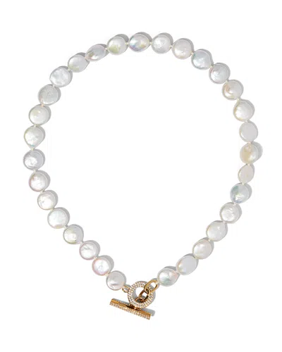Nadri Poppy Cultured Freshwater Pearl Coin Collar Necklace, 17 In White