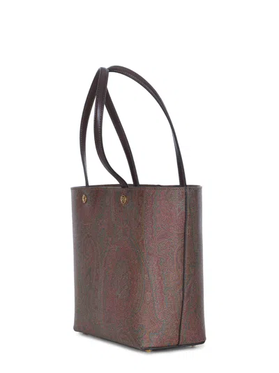 Etro Dark Brown Paisley Fabric Shopping L Bag