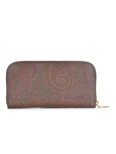 Etro Arnica And Leather Wallet In Brown