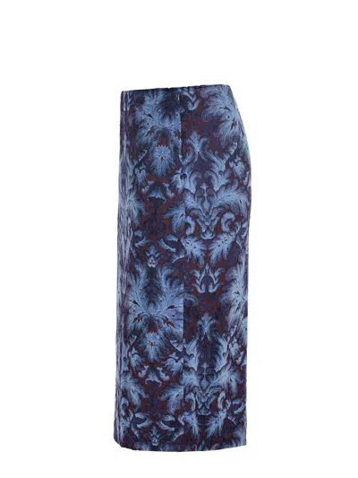Etro Damask-pattern Velvet Midi Skirt In Multi