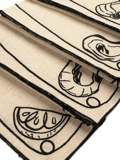Misette Line-drawing Linen Napkins (set Of Four) In Neutral