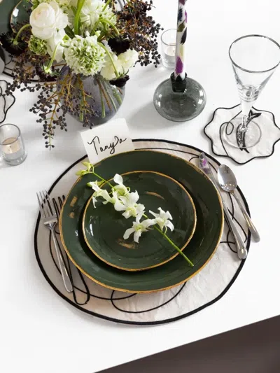 Misette Line Drawing Linen Coasters (set Of Four) In Neutral