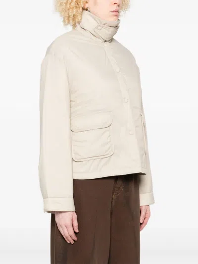 Yerse Cropped Boxy Beige Jacket With Pointed Collar In Neutral