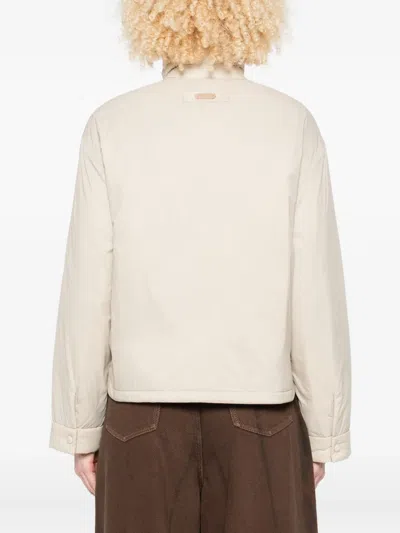 Yerse Cropped Boxy Beige Jacket With Pointed Collar In Neutral