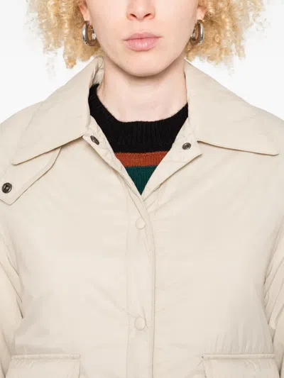 Yerse Cropped Boxy Beige Jacket With Pointed Collar In Neutral