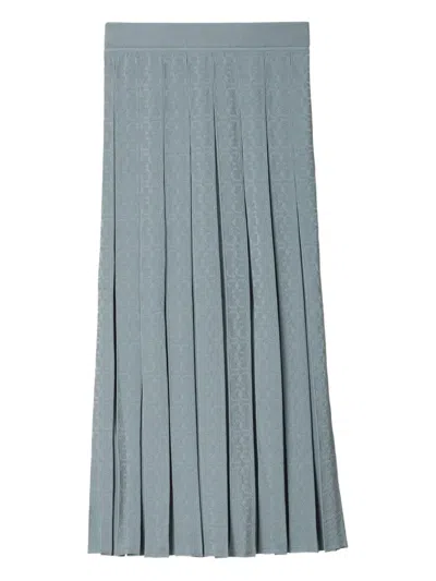 Tory Burch T-monogram Midi Pleated Skirt In Gray