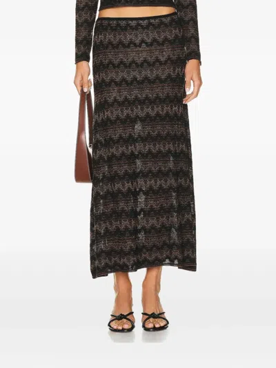 Christopher Esber Palais Knitted Midi Skirt In Brown