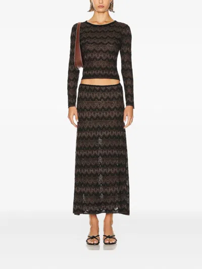 Christopher Esber Palais Knitted Midi Skirt In Brown