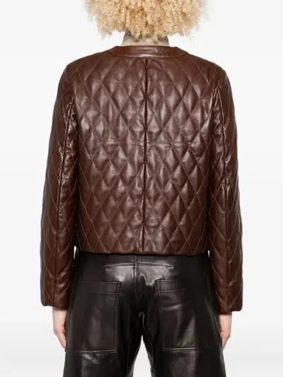 Nili Lotan Amy Cropped Quilted Leather Jacket In Brown