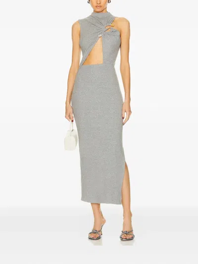 Christopher Esber Callisto Marle Column Twist-detail Side-split Midi Dress In Gray