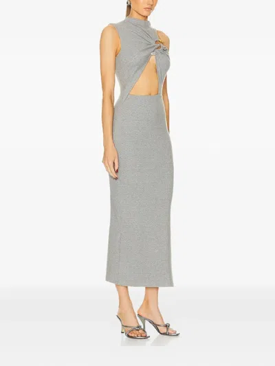 Christopher Esber Callisto Marle Column Twist-detail Side-split Midi Dress In Gray