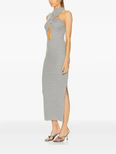 Christopher Esber Callisto Marle Column Twist-detail Side-split Midi Dress In Gray