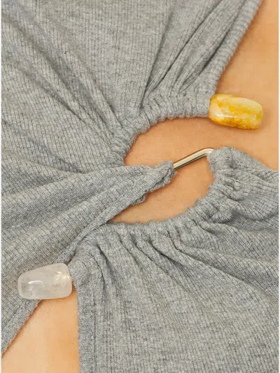 Christopher Esber Callisto Marle Column Twist-detail Side-split Midi Dress In Gray