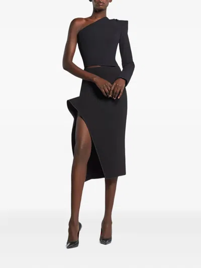 Maticevski One-shoulder Long-sleeve Top In Black