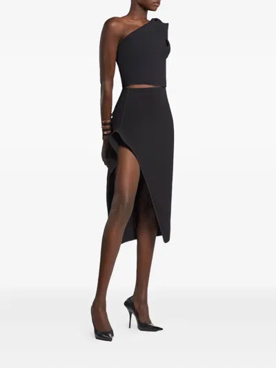 Maticevski One-shoulder Long-sleeve Top In Black