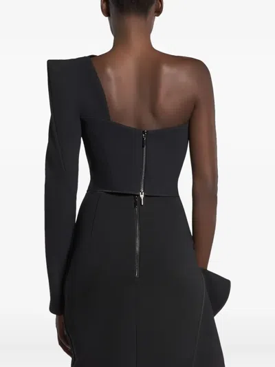 Maticevski One-shoulder Long-sleeve Top In Black