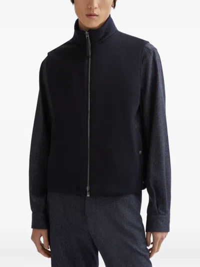 Agnona Zip-up Cashmere Gilet In Blue