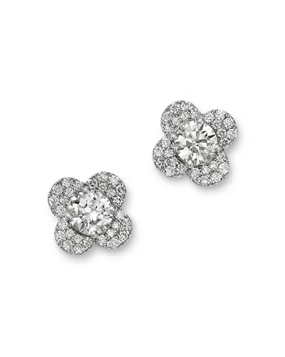Bloomingdale's Fine Collection Diamond Clover Stud Earrings In 14k White Gold, 1.36 Tcw In Gold