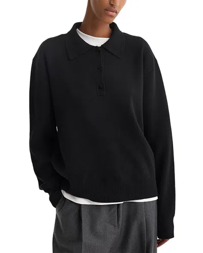 Rohe Wool Cashmere Compact Knitted Polo In Black