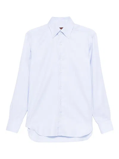 Barba Napoli Barba Long Sleeve Shirt With Semi-rigid Collar And Buttons In Blue