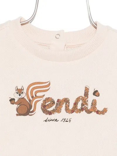 Fendi Squirrel-logo Sweatshirt In White