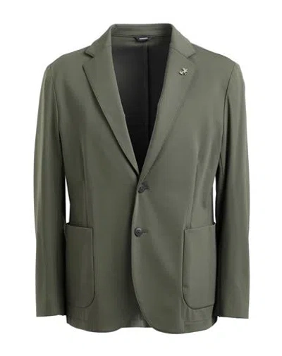 Tombolini Man Blazer Military Green Size 44 Polyester, Viscose, Elastane In Multi
