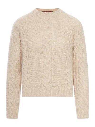Max Mara Studio Boxy Sweater In Blended Alpaca In Neutral