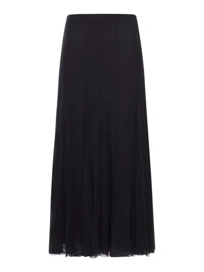 Chloé Maxi Skirt With Sheer Overlay And Flowy Design In Black
