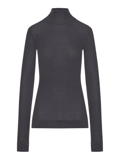 Lemaire High Neck Wool Sweater In Gray