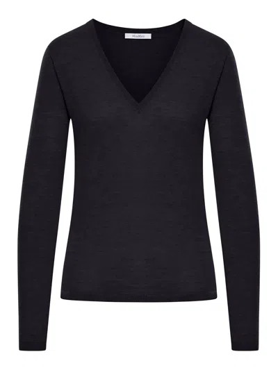 Max Mara Lince Sweater In Satined Cashmere Yarn In Black