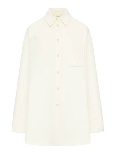 Sportmax Oversized Riber Wool Shirt In White