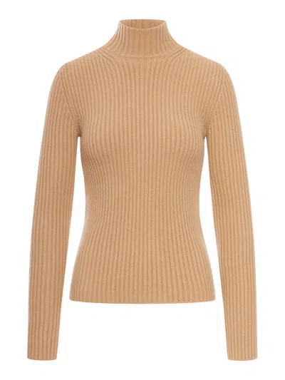 Max Mara Wool And Cashmere Turtleneck Sweater In Gold
