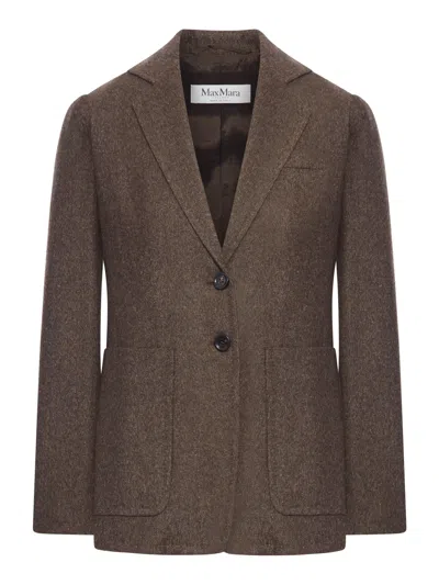 Max Mara Brown Single-breasted Jacket In Wool Tweed In Brown