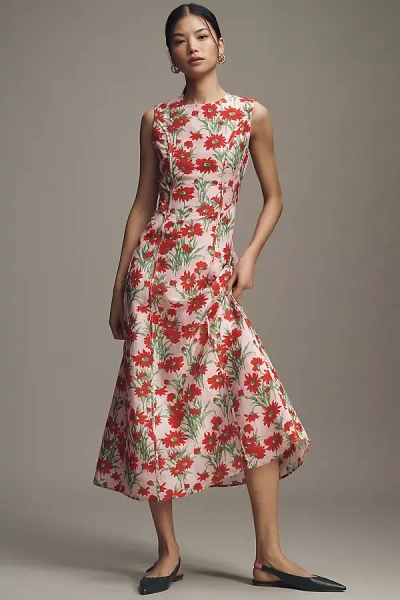 Lovaan Pollyanna Linen Silk Blend Sleeveless Midi Dress In Multi