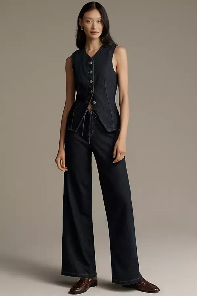 Habitual Jade High-rise Wide-leg Drawstring Jeans In Black