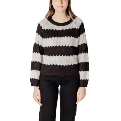 Jacqueline De Yong Black And White Marabou Sweater In Multi
