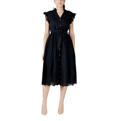 Vila Clothes Black Cotton Midi In Black