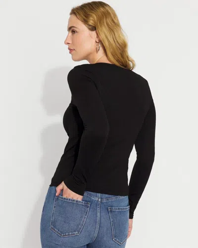 White House Black Market All Ways Stretch Jacquard Scoop Neck Tee In Black