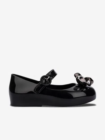 Mini Melissa Girls Sweet Love Glam Ballerinas In Black