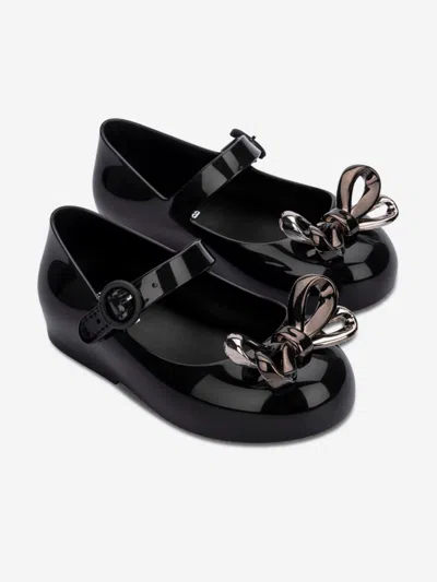 Mini Melissa Girls Sweet Love Glam Ballerinas In Black