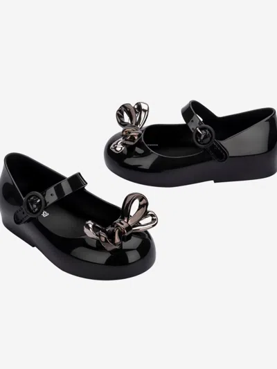 Mini Melissa Girls Sweet Love Glam Ballerinas In Black