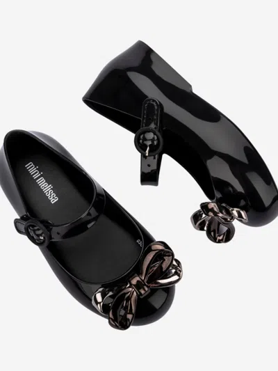 Mini Melissa Girls Sweet Love Glam Ballerinas In Black