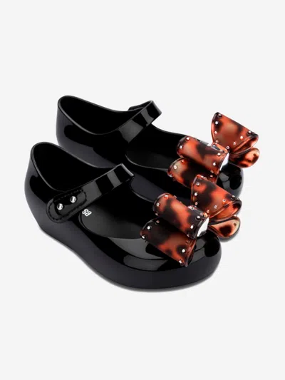 Mini Melissa Girls Ultragirl Classic Bow Ballerinas In Black