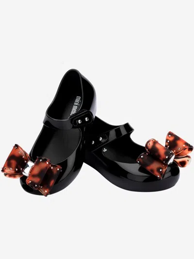Mini Melissa Girls Ultragirl Classic Bow Ballerinas In Black