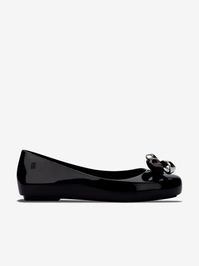 Mini Melissa Girls Sweet Love Glam Ballet Flats In Black
