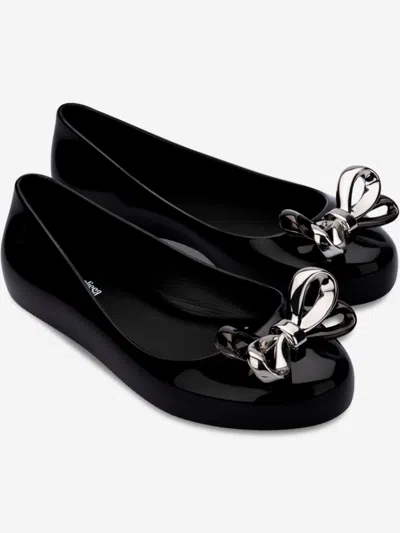 Mini Melissa Girls Sweet Love Glam Ballet Flats In Black
